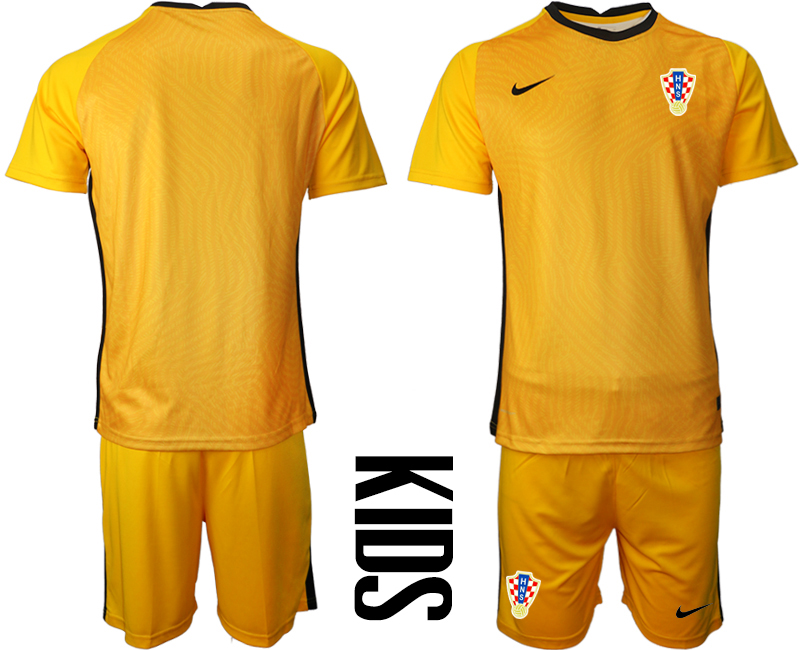 Cheap Youth 2021 European Cup Croatia yellow goalkeeper Soccer Jersey